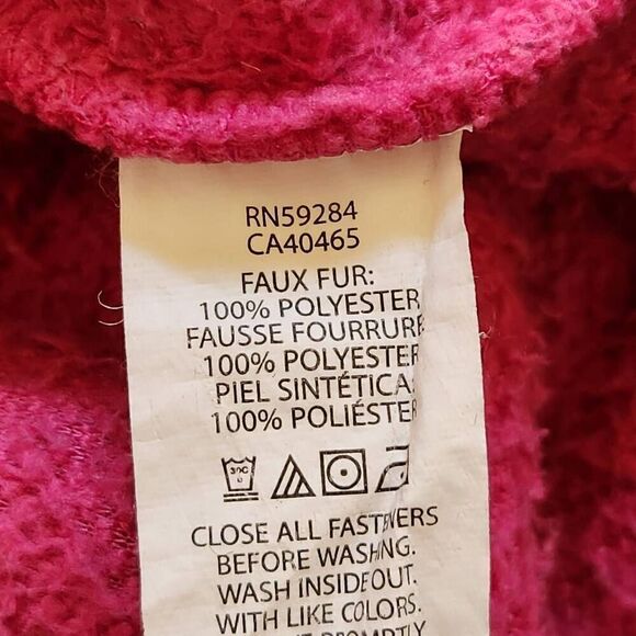 Childrens Place 10-12 hot pink fuzzy hoodie sweatshirt fleece furry - Picture 2 of 6